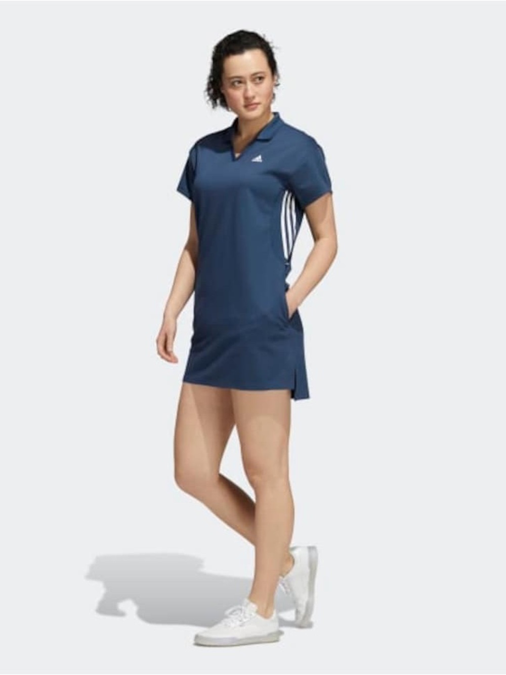 Adidas Medium Navy Blue Three Stripe Dress with biker shorts